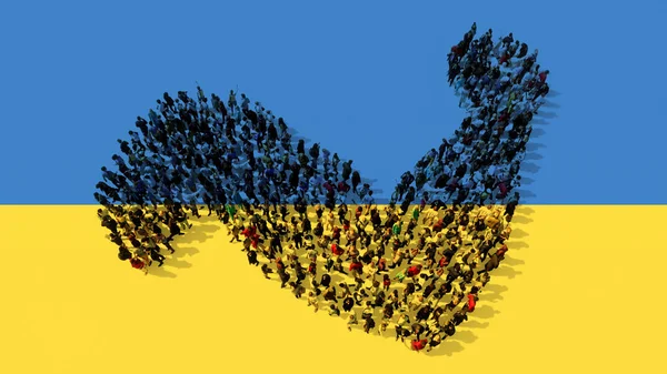 Ukrayna Bayrağında Güçlü Bir Kol Oluşturan Insanların Kavramsal Veya Kavramsal — Stok fotoğraf
