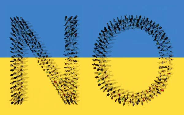 Концепція Концептуальної Великої Громади Людей Формують Слово Українському Прапорі Притча — стокове фото