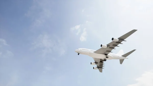 Έννοια Που Φέρουν Λευκό Επιβατικό Αεροπλάνο Εμπορικό Αεροπλάνο Μετά Την — Φωτογραφία Αρχείου