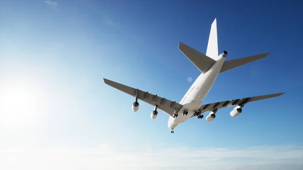 Conceptual Flying White Passenger Jetliner Commercial Plane Take Rising Beautiful — ストック写真
