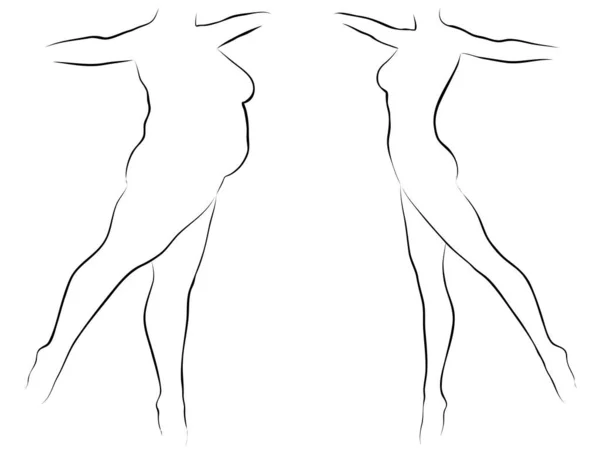 Vecteur Graisse Conceptuelle Surpoids Obèse Femelle Mince Ajustement Corps Sain — Image vectorielle