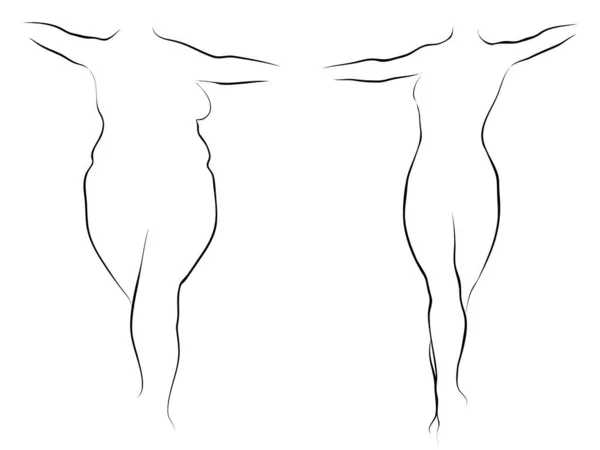 Vector Conceptual Grasa Obesa Con Sobrepeso Femenino Cuerpo Sano Forma — Archivo Imágenes Vectoriales