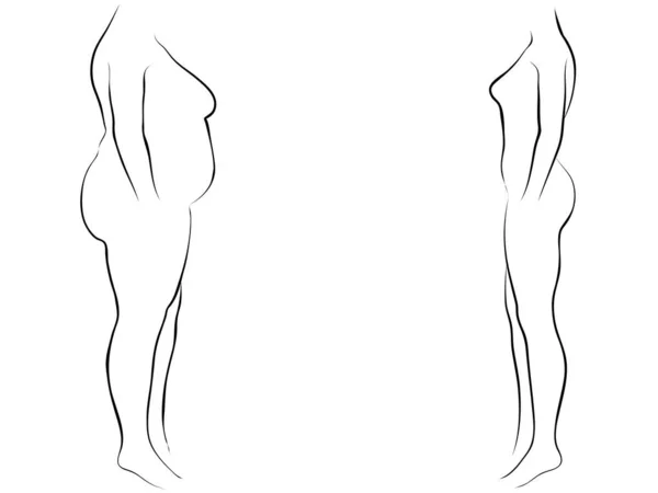 Vecteur Graisse Conceptuelle Surpoids Obèse Femelle Mince Ajustement Corps Sain — Image vectorielle