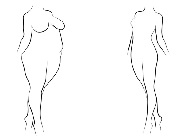 Konceptuellt Fett Överviktiga Kvinnliga Smal Passar Frisk Kropp Efter Viktminskning — Stockfoto
