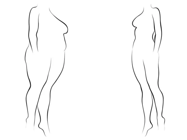 Vector Conceptual Grasa Obesa Con Sobrepeso Femenino Cuerpo Sano Forma — Archivo Imágenes Vectoriales