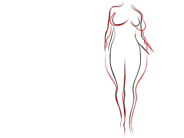 Vector Conceptual Grasa Obesa Con Sobrepeso Femenino Cuerpo Sano Forma — Vector de stock