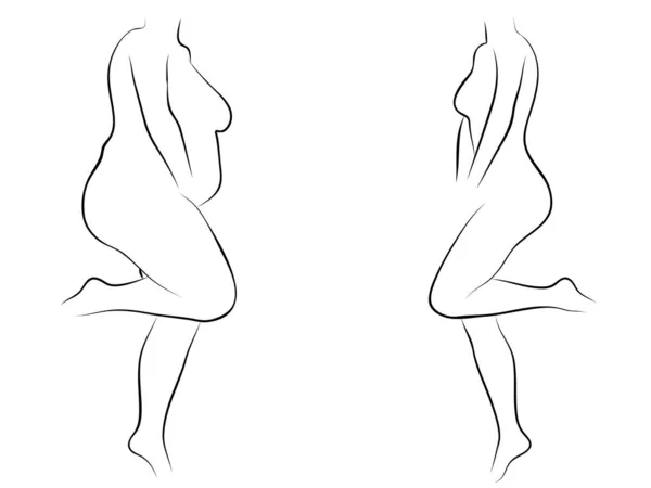 지방과 여자와 다이어트 실루엣 — 스톡 벡터