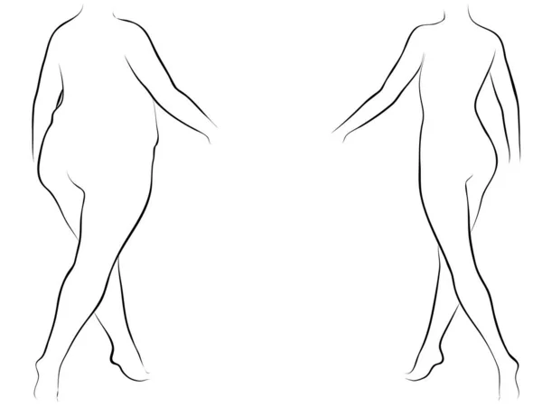 Концептуальний Жир Надмірної Ваги Самка Проти Тонкої Пристосованості Здорового Тіла — стокове фото