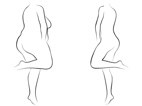 Vettore Grasso Concettuale Sovrappeso Femmina Obesa Sottile Forma Corpo Sano — Vettoriale Stock