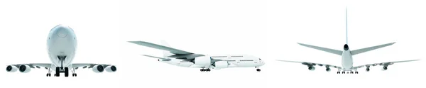 Conceptual Set Three Flying White Passenger Jetliner Commercial Planes Isolated — 스톡 사진