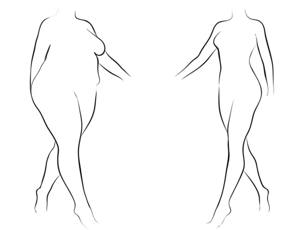 Conceptuele Vet Overgewicht Vrouwelijke Slanke Fit Gezond Lichaam Gewichtsverlies Dieet — Stockfoto