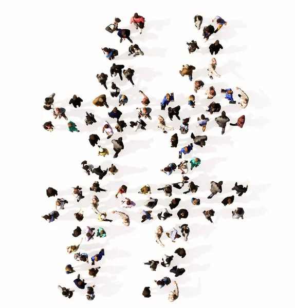 Έννοια Εννοιολογική Μεγάλη Κοινότητα Ανθρώπων Που Σχηματίζουν Γραμματοσειρά Εικονογράφηση Μεταφορά — Φωτογραφία Αρχείου