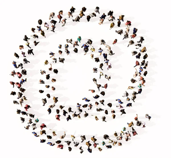 Концепция Концептуальное Большое Сообщество Людей Образующих Почтовый Шрифт Иллюстративная Метафора — стоковое фото
