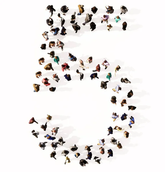 Yazı tipi 5 'i oluşturan kavramsal ya da kavramsal geniş topluluk. Birlik ve çeşitlilik için 3d illüstrasyon metaforu, insani yardım, takım çalışması, işbirliği, eğitim, arkadaşlık ve toplum