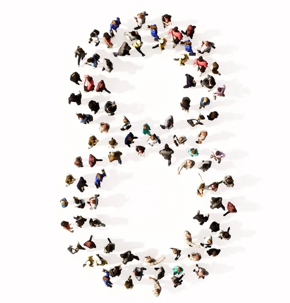 Yazı tipi 8 'i oluşturan kavramsal ya da kavramsal geniş topluluk. Birlik ve çeşitlilik için 3d illüstrasyon metaforu, insani yardım, takım çalışması, işbirliği, eğitim, arkadaşlık ve toplum