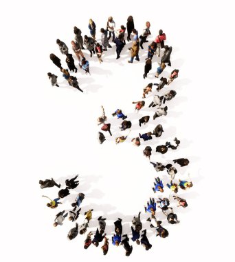 Yazı tipi 3 'ü oluşturan kavramsal ya da kavramsal geniş topluluk. Birlik ve çeşitlilik için 3d illüstrasyon metaforu, insani yardım, takım çalışması, işbirliği, eğitim, arkadaşlık ve toplum