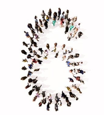 Yazı tipi 6 'yı oluşturan kavramsal ya da kavramsal geniş topluluk. Birlik ve çeşitlilik için 3d illüstrasyon metaforu, insani yardım, takım çalışması, işbirliği, eğitim, arkadaşlık ve toplum