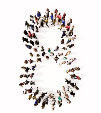 Yazı tipi 8 'i oluşturan kavramsal ya da kavramsal geniş topluluk. Birlik ve çeşitlilik için 3d illüstrasyon metaforu, insani yardım, takım çalışması, işbirliği, eğitim, arkadaşlık ve toplum