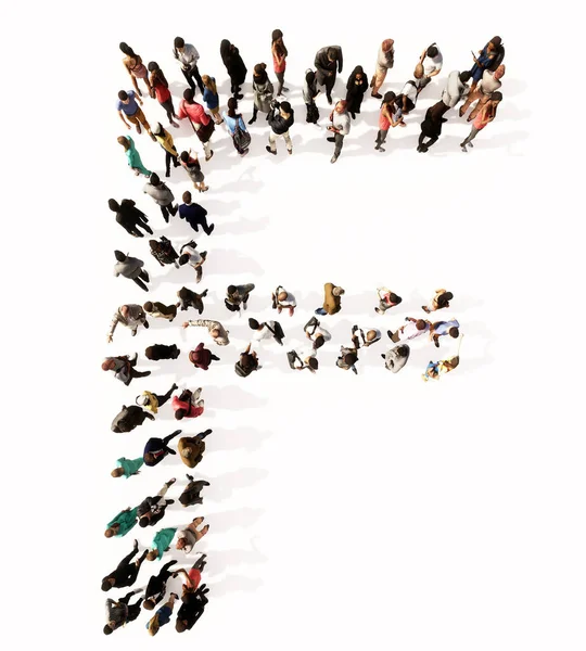 다양성 인도주의적 팀워크 공동체를 상징하는 F3D 글꼴을 형성하는 사람들의 개념적 — 스톡 사진