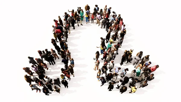Concept Conceptual Large Gathering People Forming Leo Zodiac Sign White — Fotografia de Stock