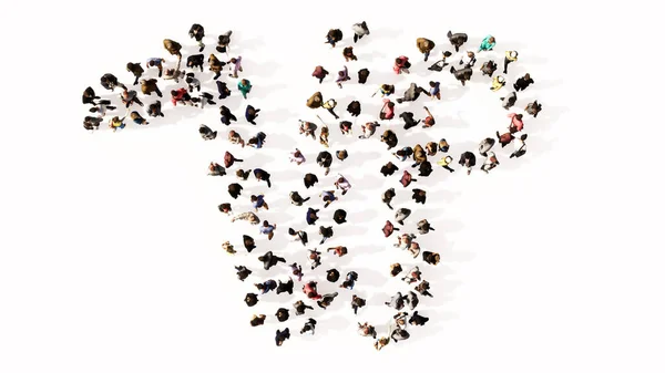 Концепция Концептуальное Большое Собрание Людей Образующих Знак Зодиака Козерога Белом — стоковое фото