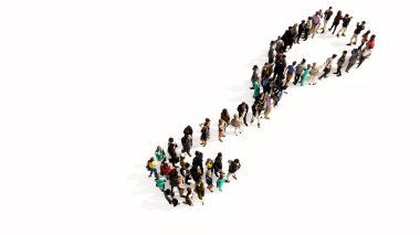 Beyaz arka planda steteskop görüntüsü oluşturan insanların kavramsal ya da kavramsal olarak büyük bir araya gelmesi. Muayene, tedavi, ilaç, sağlık ve bakım için üç boyutlu bir illüstrasyon metaforu