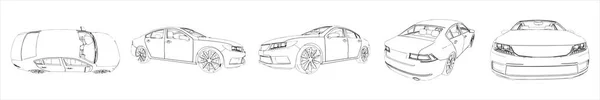 Vector Conceptual Set Collection Urban Car Sketches Different Perspectives Metaphor — Stock Photo, Image