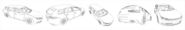 Векторний Концептуальний Набір Або Колекція Ескізів Міського Автомобіля Різних Точок — стоковий вектор