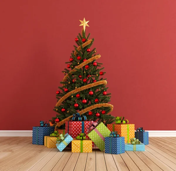 Red Christmas room — Stock Photo, Image