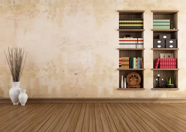 Vintage room with bookshelves — Stock Photo, Image