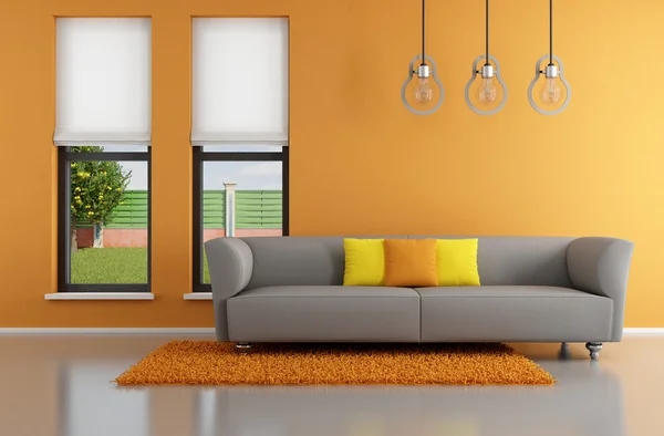 Minimalistisches orangefarbenes Wohnzimmer — Stockfoto