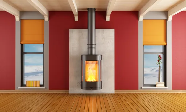 山の家の暖炉 — ストック写真