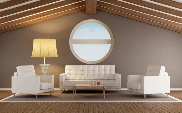 Modern living room in an attic — Stock Photo, Image