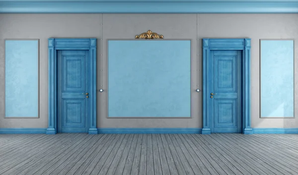 Interior vintage azul vazio — Fotografia de Stock