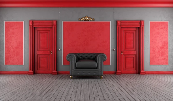 Vintage červené a šedé interiér — Stock fotografie