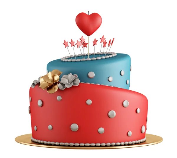 Red and blue birthday cake — Stock Photo, Image