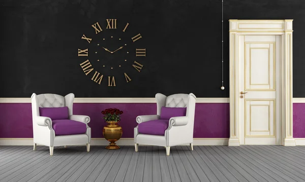 Chambre vintage noire et violette — Photo