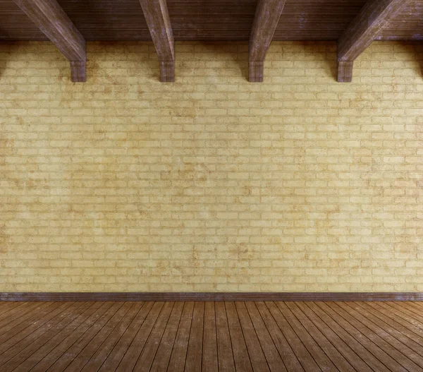 Leerer Grunge-Raum mit alter Backsteinmauer — Stockfoto