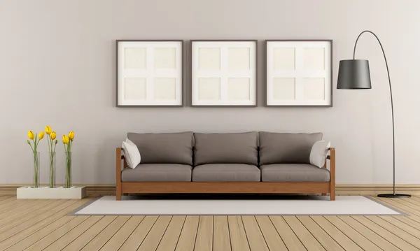 Lounge moderno bege e marrom — Fotografia de Stock