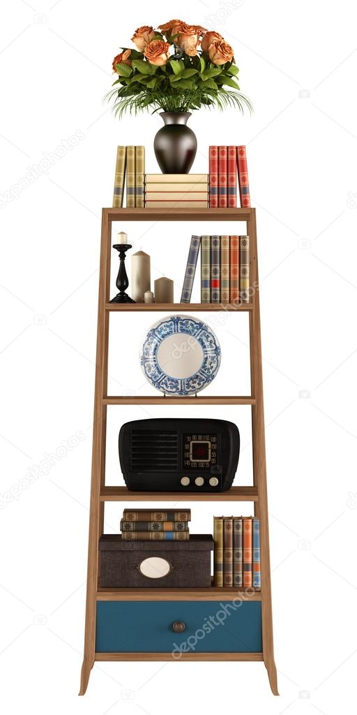 Retro boekenkast op wit — Stockfoto © archideaphoto #31682827 Retro boekenkast op wit — Stockfoto © archideaphoto #31682827