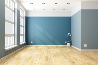 Empty blue living room clipart