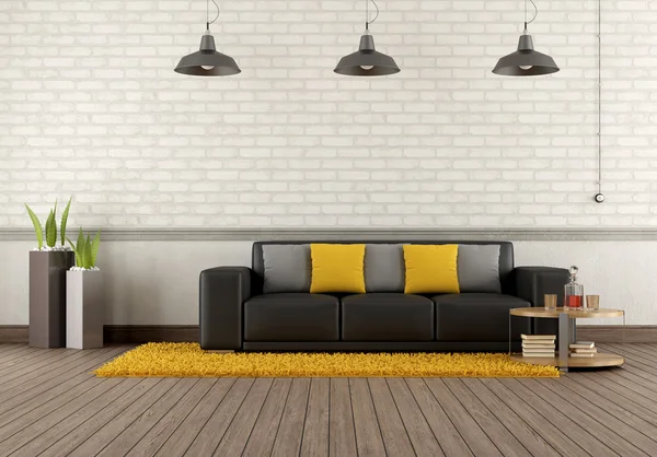 Moderne Lounge mit braunem Sofa — Stockfoto