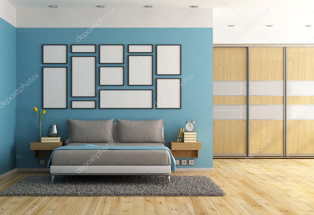 blu moderna camera da letto con letto matrimoniale e armadio ... - Design Armadio Con Camera Da Letto Blu blu moderna camera da letto con letto matrimoniale e armadio ... - Design Armadio Con Camera Da Letto Blu