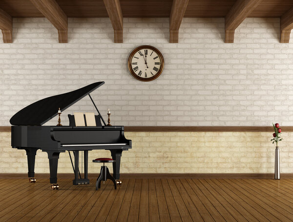 Grand piano in a empty room