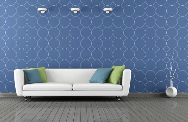 Mavi ve beyaz modern lounge — Stok fotoğraf