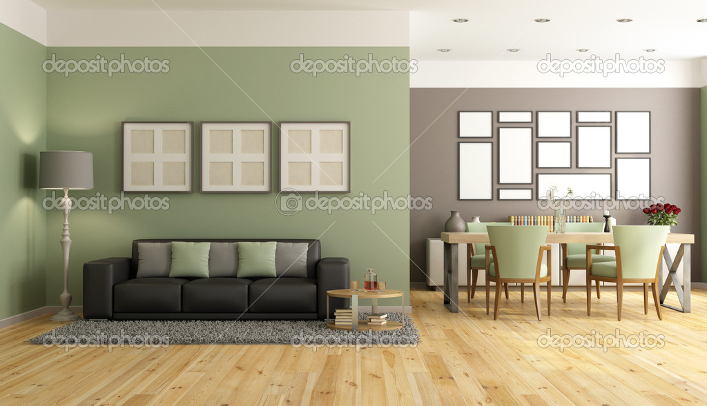 Zöld és barna modern lounge — stock fotó © archideaphoto #33634117
