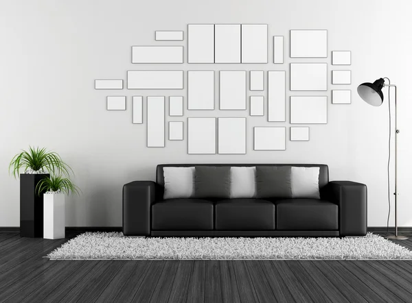 Salón en blanco y negro — Foto de Stock