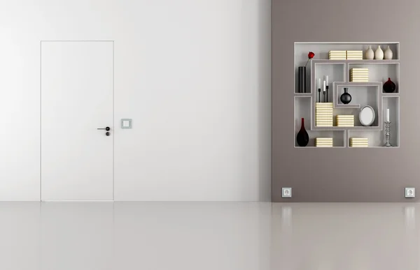 Doors flush with the wall in white and brown room — Stock Photo, Image