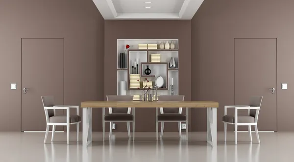Brown dining room — Stock Photo, Image