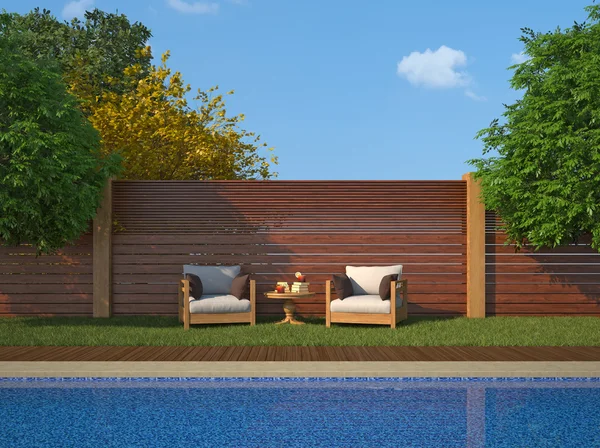 Luxe tuin met zwembad — Stockfoto